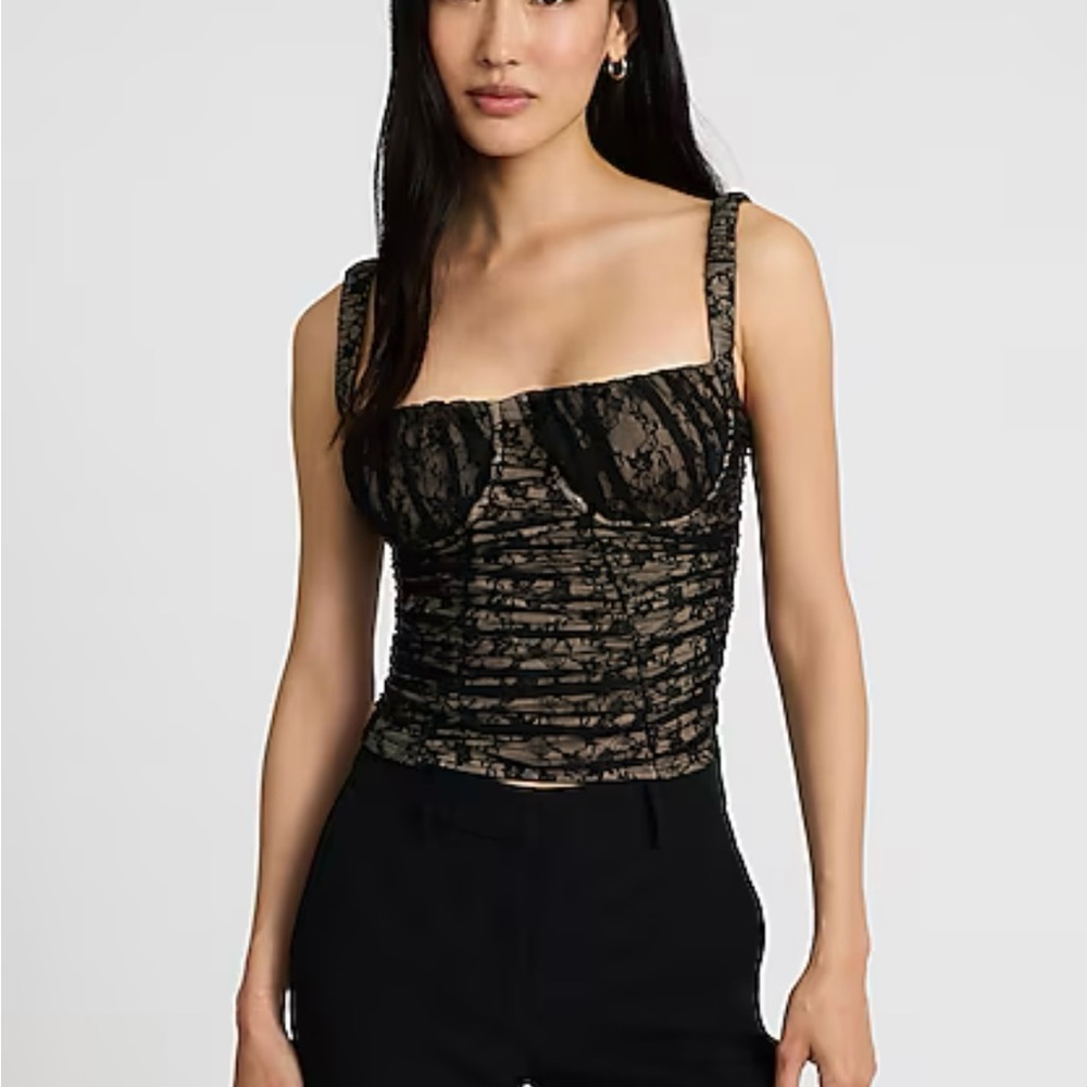 Elegant, black lace show stopper Corsette